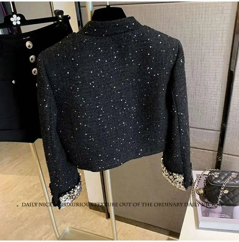 Xiaoxiang style jacket for women 2024 autumn new style temperament black jacket French socialite style top