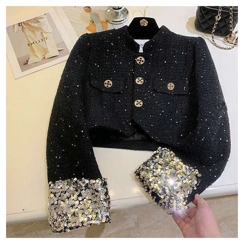 Xiaoxiang style jacket for women 2024 autumn new style temperament black jacket French socialite style top